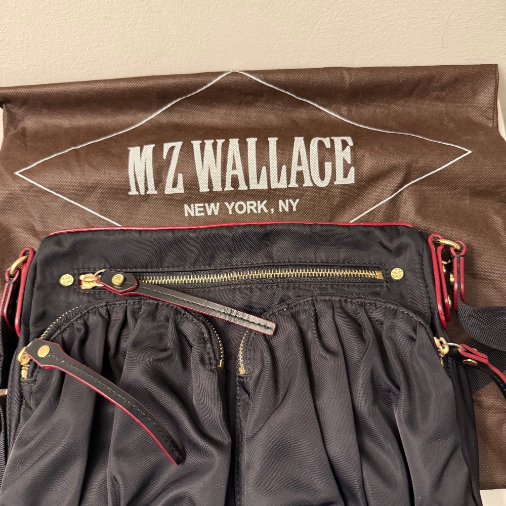 MZ Wallace Paige Women’s Black with Leather Crossbody/Shoulder Bag